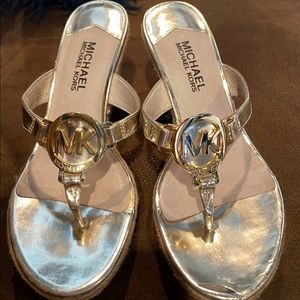 Michael Kors gold wedge sandals